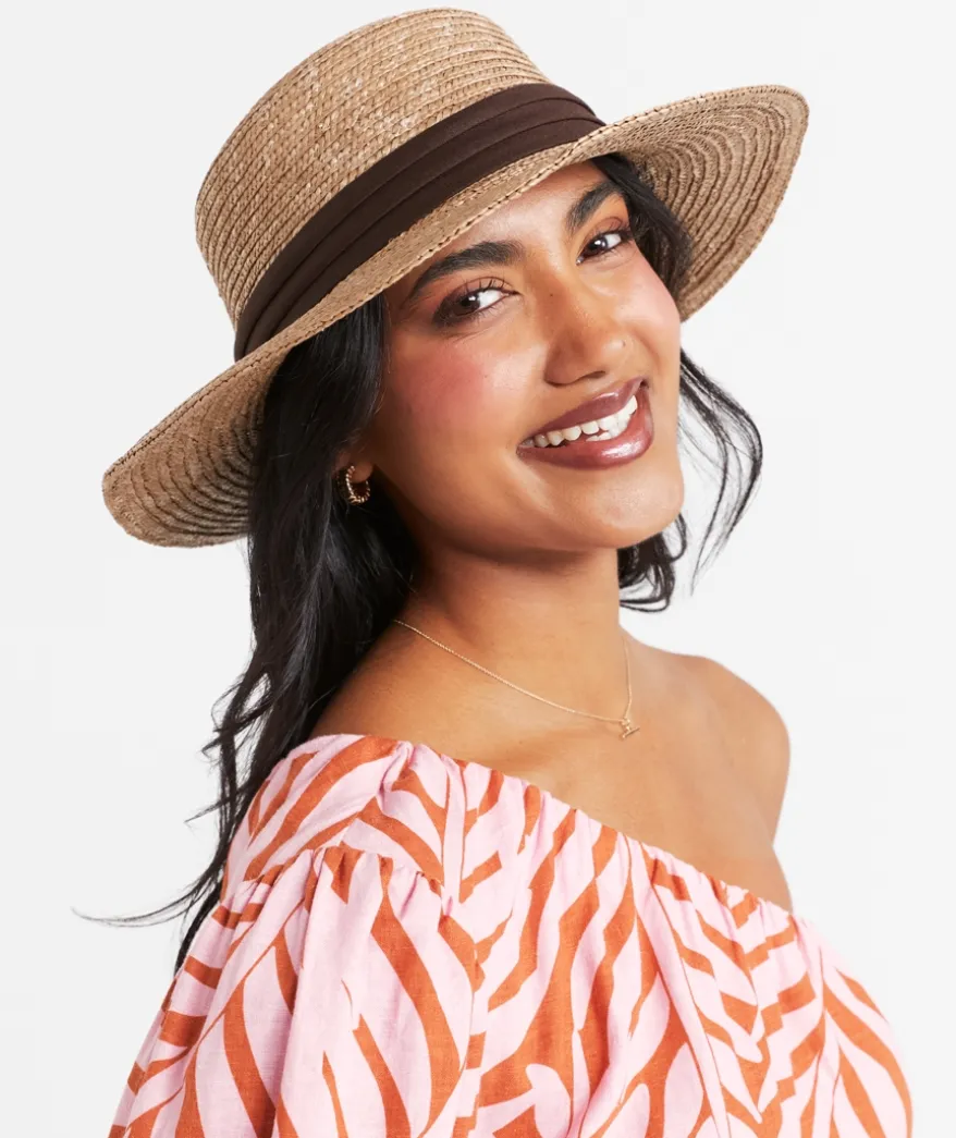 MARIE SUMMER STRAW BOATER HAT