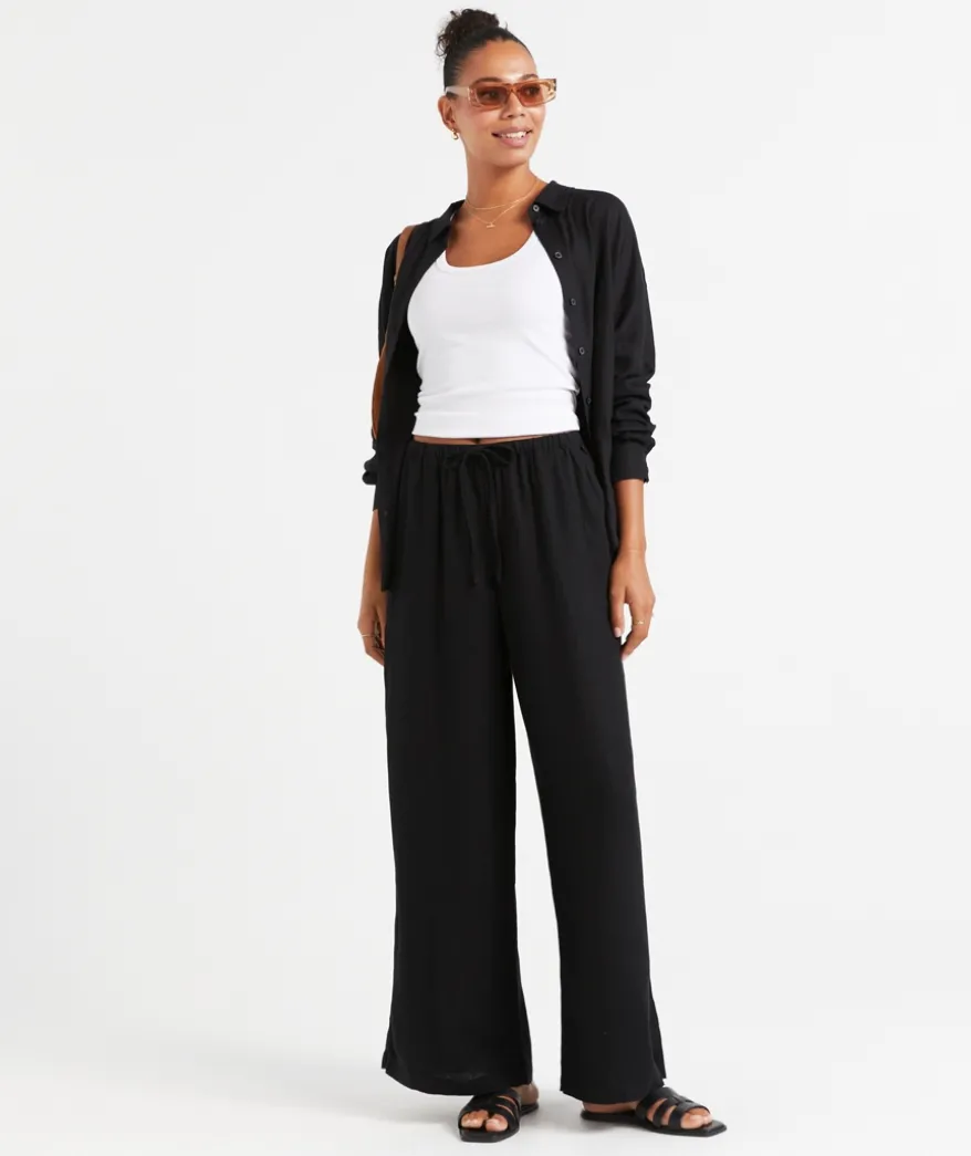 MAX LINEN BLEND WIDE LEG PANT