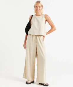 MAX LINEN BLEND WIDE LEG PANT