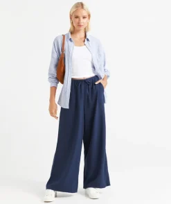 MAX LINEN BLEND WIDE LEG PANT
