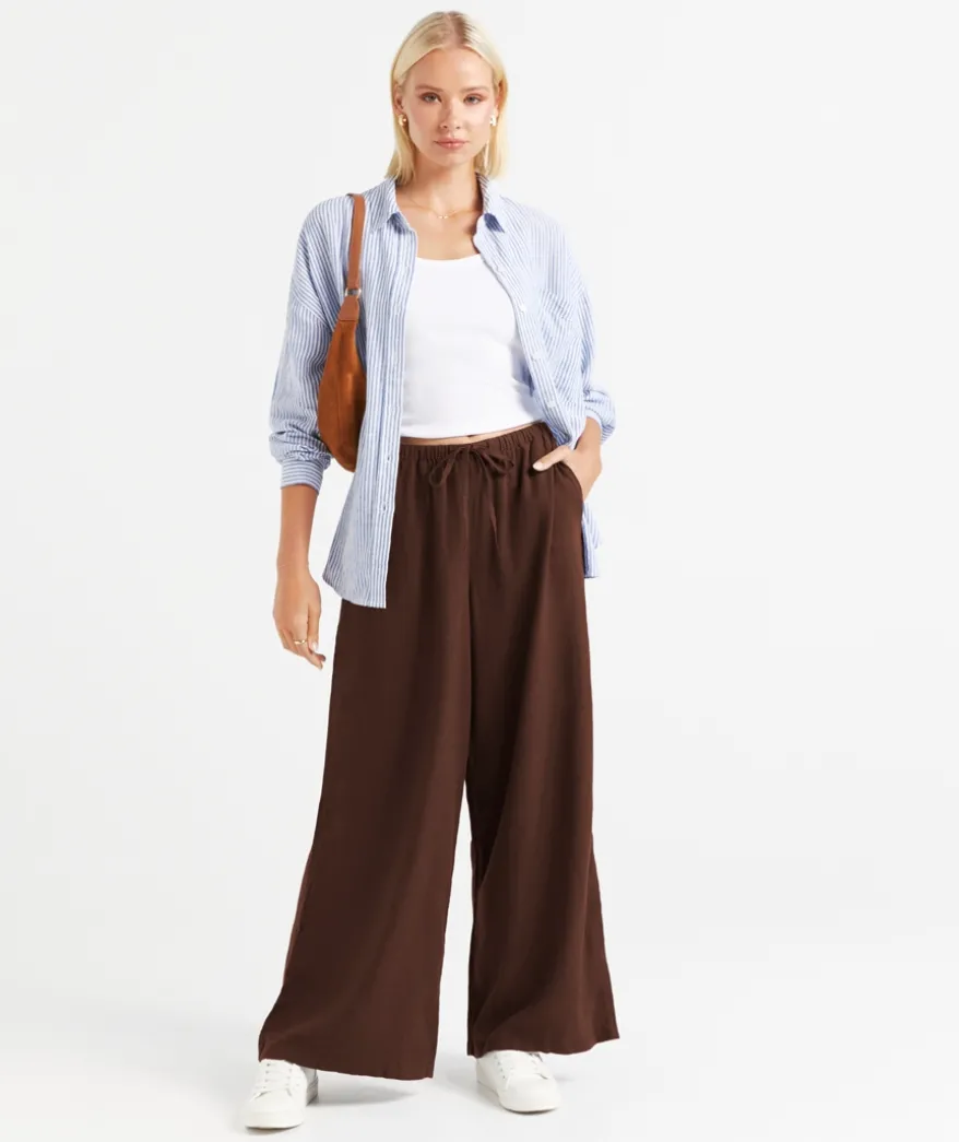MAX LINEN BLEND WIDE LEG PANT