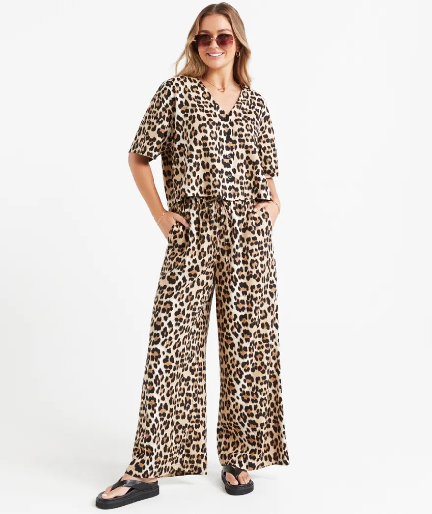 MAX LINEN BLEND WIDE LEG PANT
