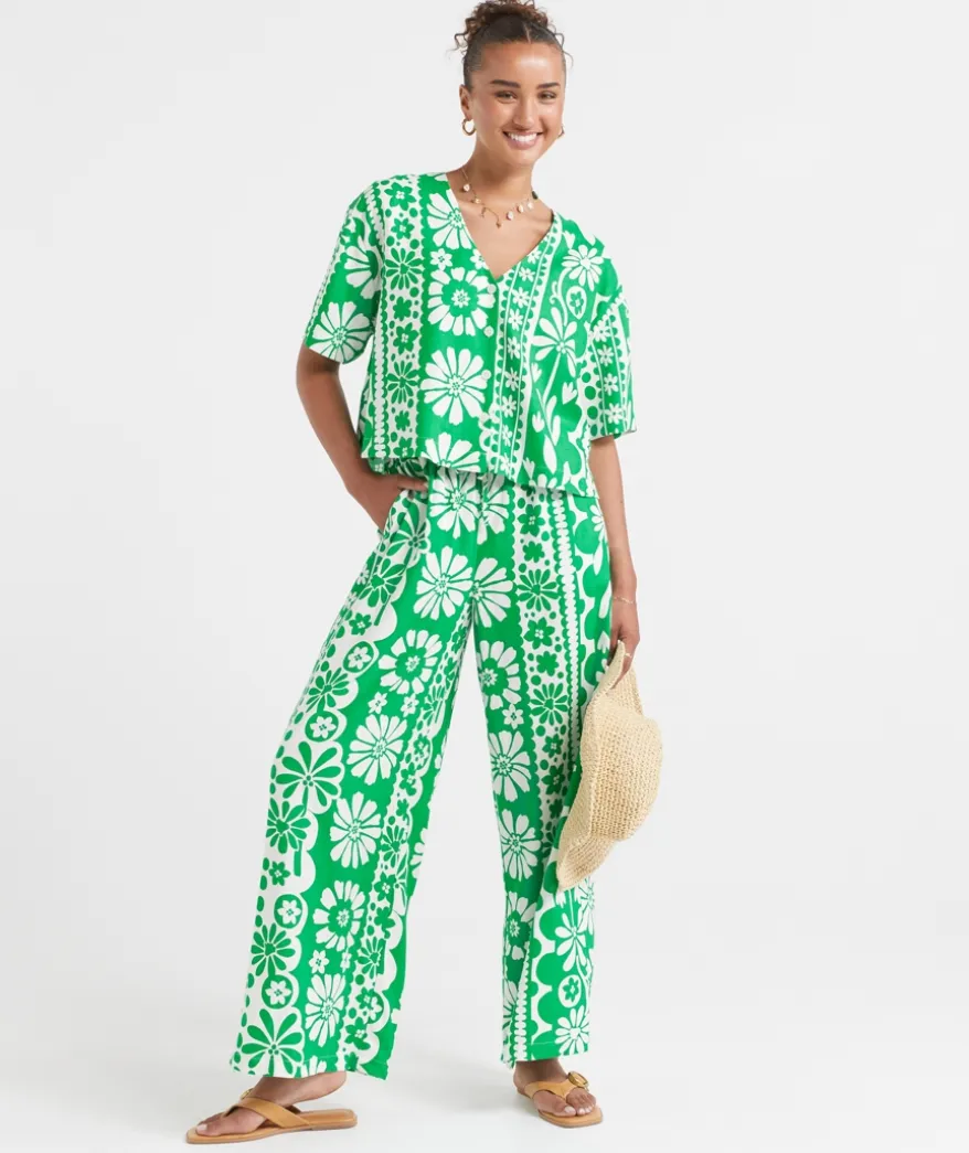 MAX LINEN BLEND WIDE LEG PANT