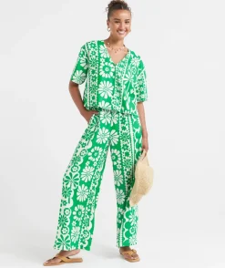 MAX LINEN BLEND WIDE LEG PANT
