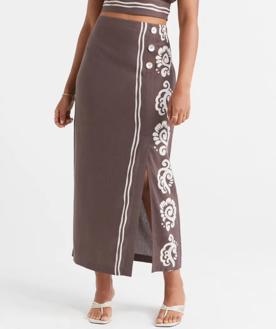 MICAH PRINTED COLUMN MAXI SKIRT