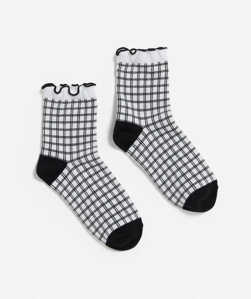 MINI BLACK GINGHAM FRILL SOCK