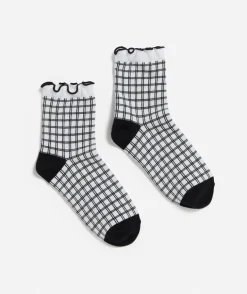MINI BLACK GINGHAM FRILL SOCK