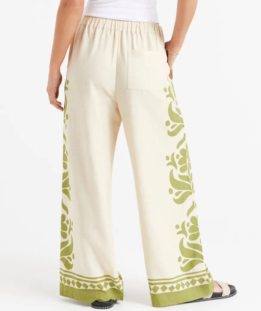 MISTY LINEN BLEND PRINTED PANT