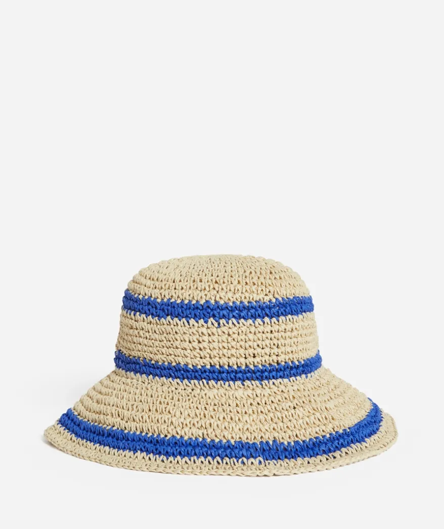 MULTI STRIPE STRAW BUCKET HAT