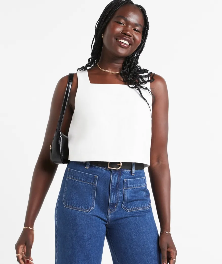 NORAH SQUARE NECK TEXTURED TOP