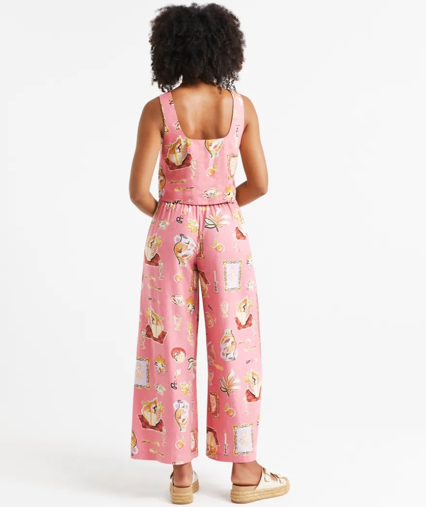 OTIS LINEN BLEND PRINTED PANT
