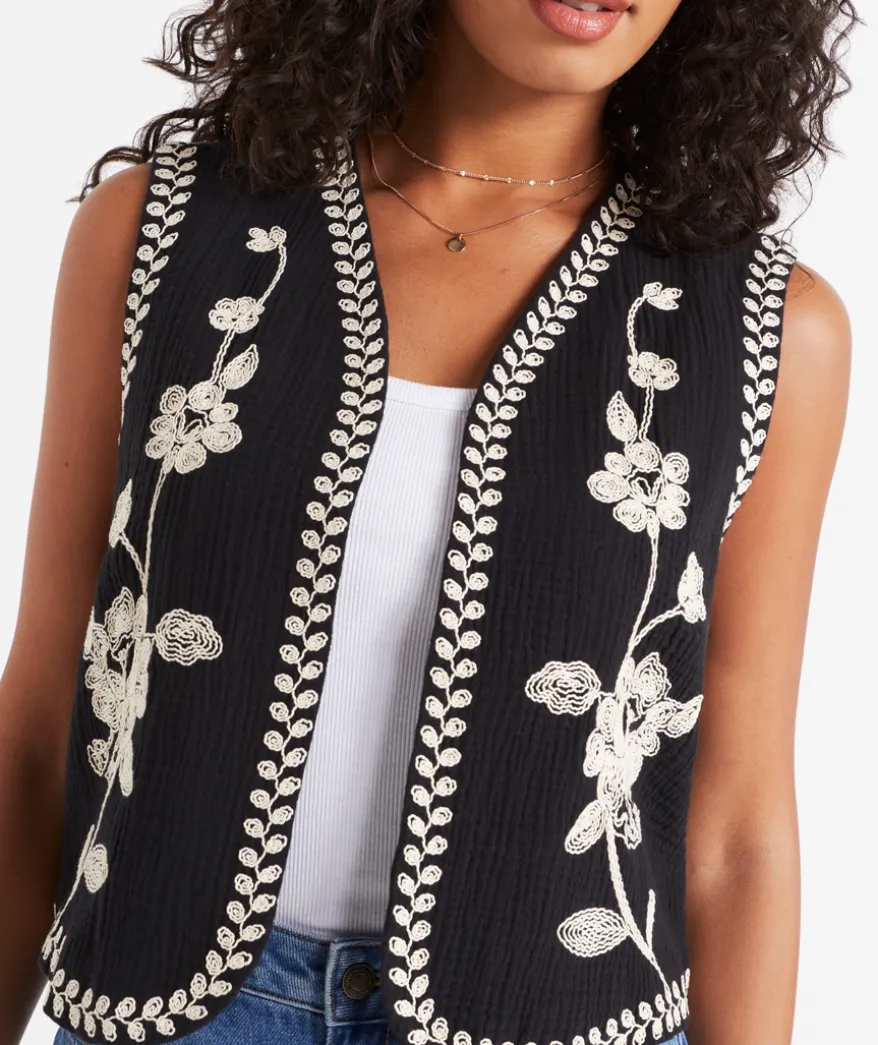 PARKER COTTON MUSLIN EMBROIDERED VEST
