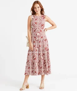 PETA PRINTED TIERED MIDI DRESS