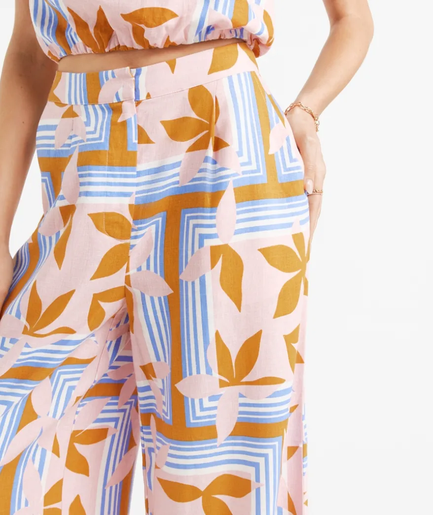 PHOENIX PLEATED WIDE LEG LINEN PANT
