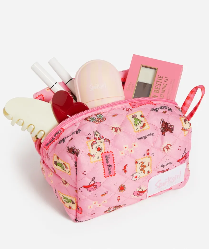 QUINN - QUILTED MAKEUP BAG SMALL - HOWDY PRINT