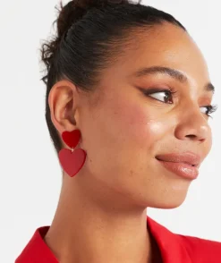 RED HEART DROP EARRINGS
