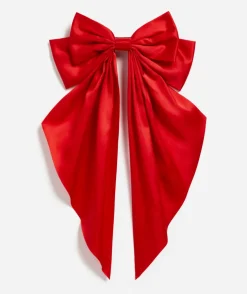 RED LONG CLASSIC HAIR BOW CLIP