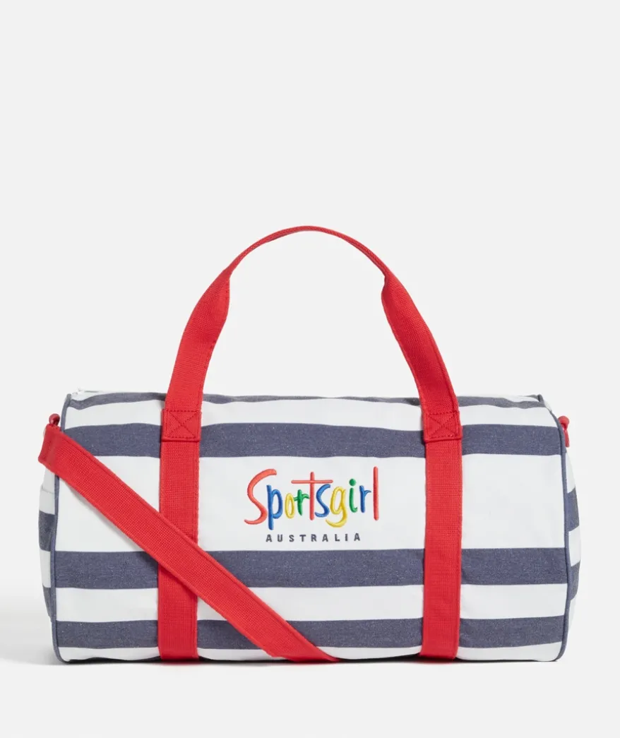 REWIND LOGO DUFFLE - NAVY WHITE STRIPE