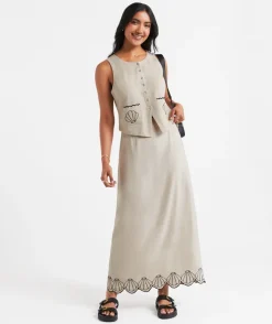 REYNA EMBROIDERED MAXI SKIRT