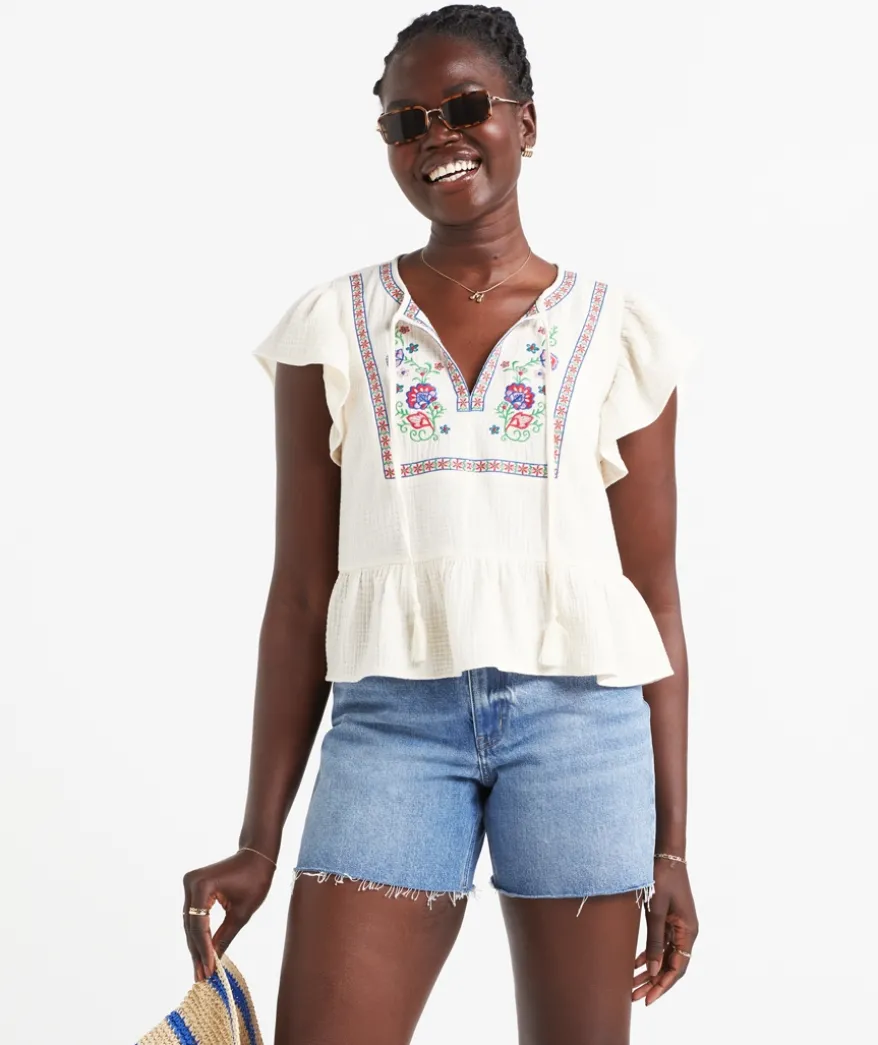 ROSALIE COTTON MUSLIN EMBROIDERED TOP