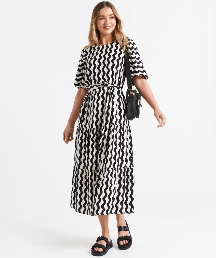 ROSANA PRINTED TIERED MIDI DRESS