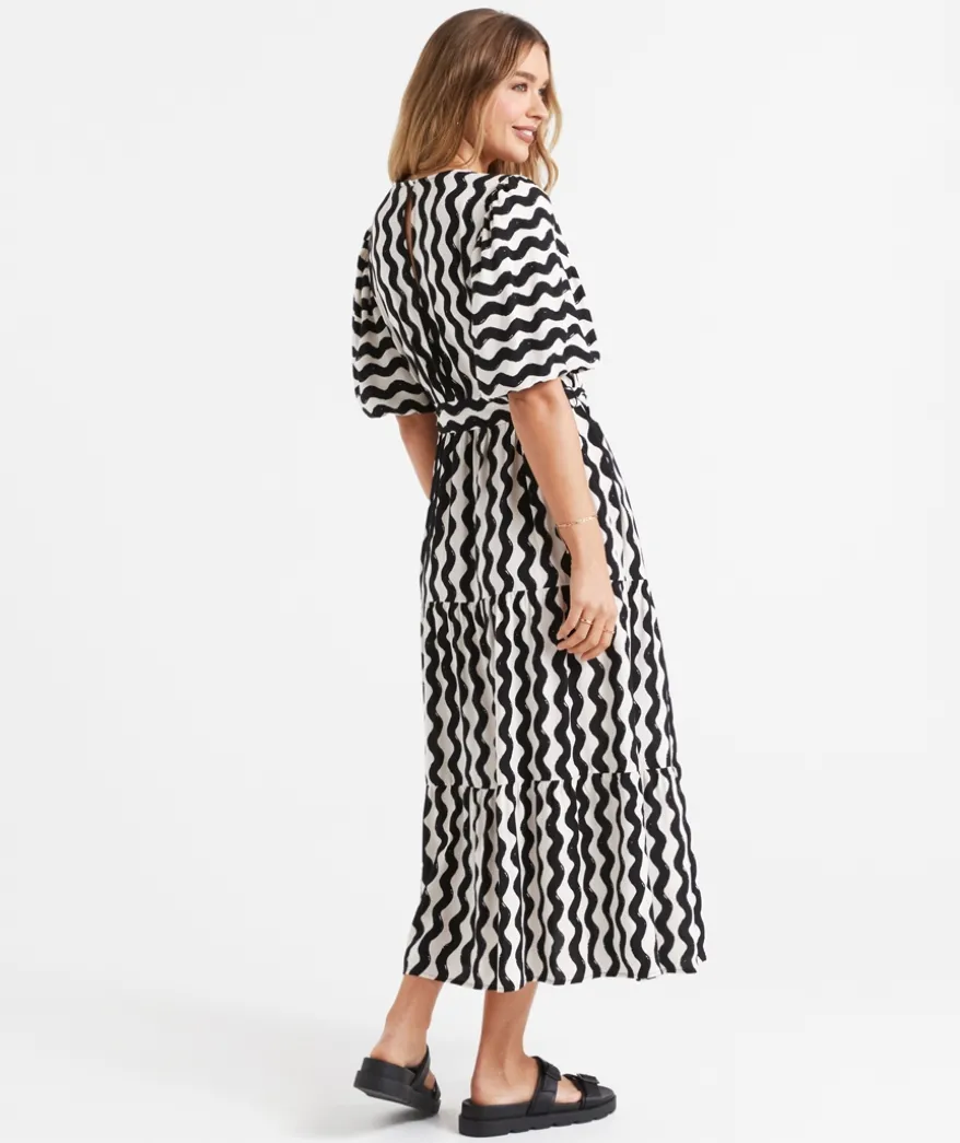 ROSANA PRINTED TIERED MIDI DRESS