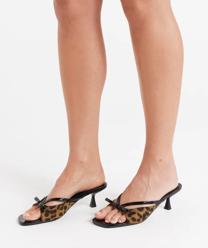 SHYLA LEOPARD AND BLACK BOW HEEL