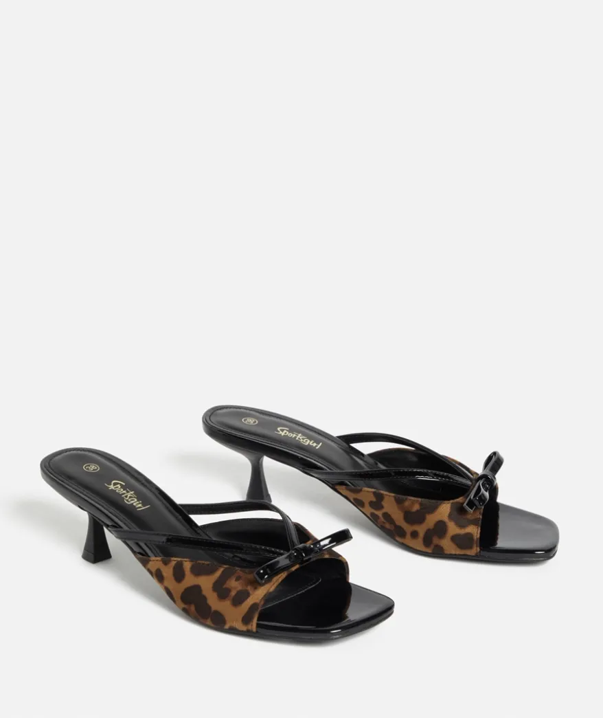SHYLA LEOPARD AND BLACK BOW HEEL