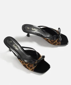 SHYLA LEOPARD AND BLACK BOW HEEL