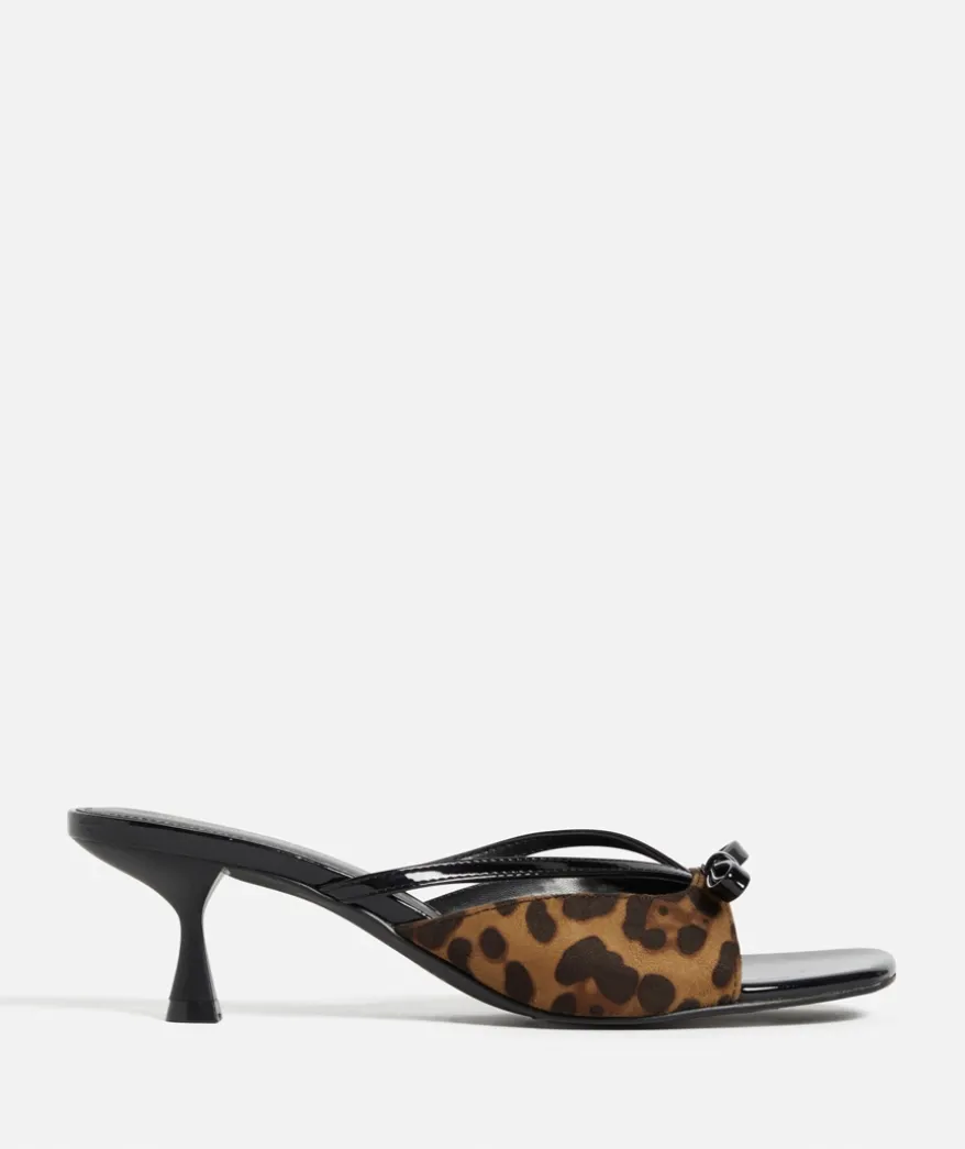 SHYLA LEOPARD AND BLACK BOW HEEL