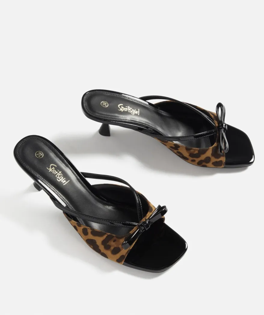SHYLA LEOPARD AND BLACK BOW HEEL