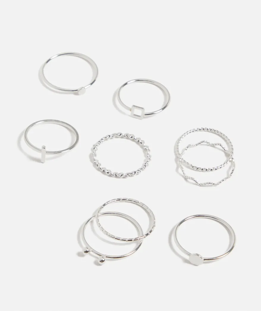 SILVER FINE LINE RING STACK