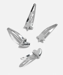 SILVER HEART AND STAR SNAP CLIP PACK