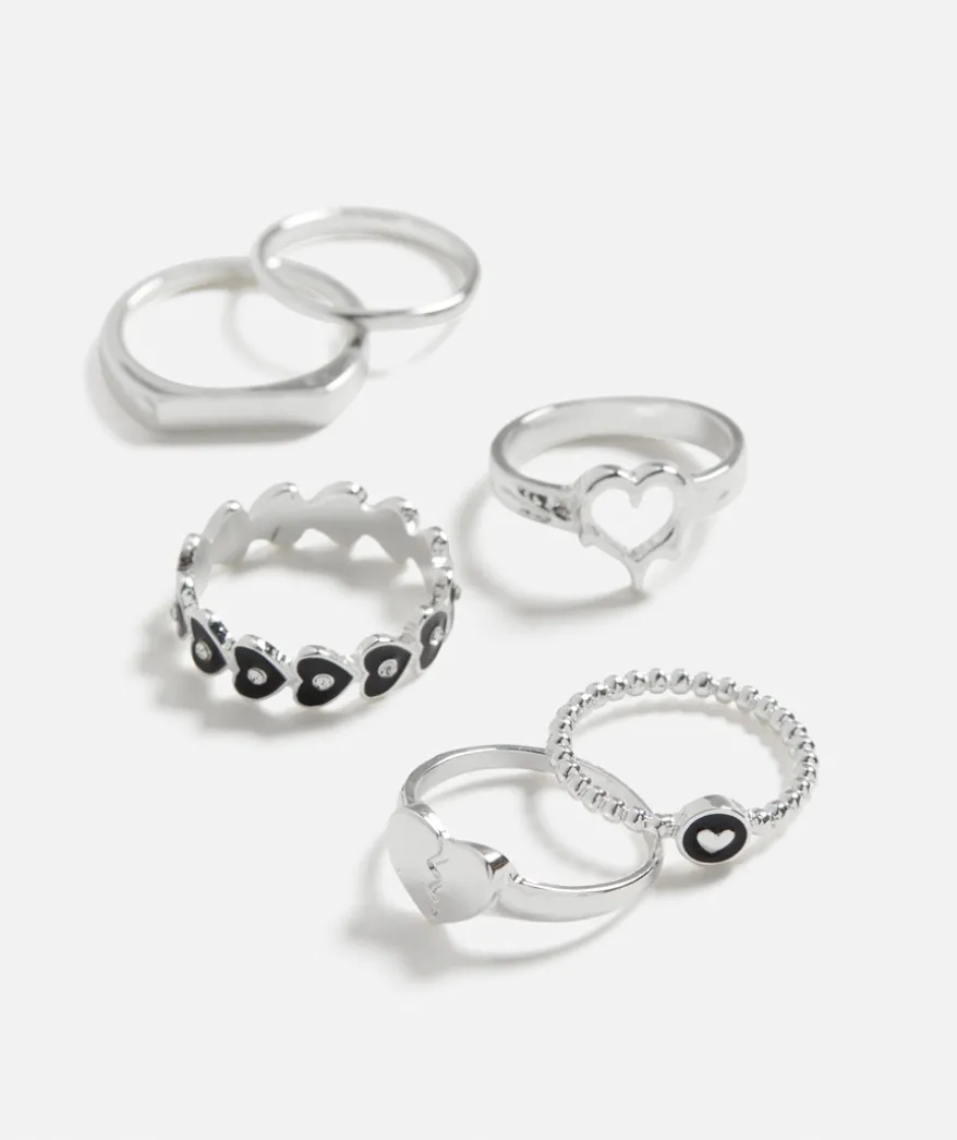 SILVER HEART RING PACK