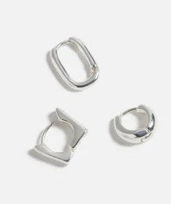 SILVER PLATED MINI MIXED HOOP EARRINGS
