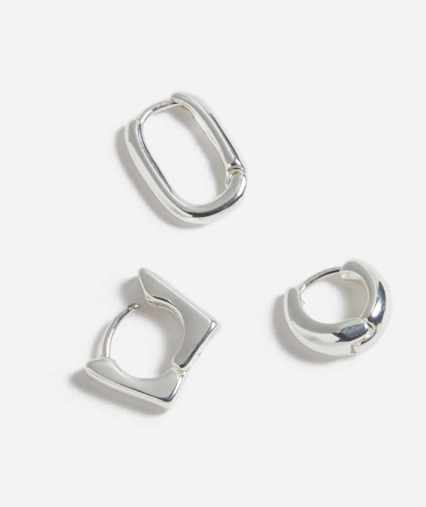 SILVER PLATED MINI MIXED HOOP EARRINGS