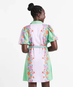 STELLA LINEN BLEND PRINTED MINI DRESS