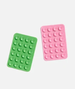 STUCK UP! SILICONE SUCTION PHONE STICKERS PINK/GREEN