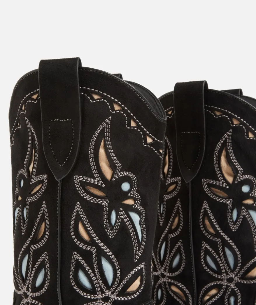 TAYLOR EMBROIDERED WESTERN BOOT - BLACK