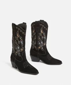 TAYLOR EMBROIDERED WESTERN BOOT - BLACK