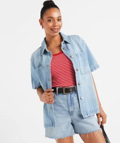 TERESA SHORT SLEEVE DENIM SHACKET