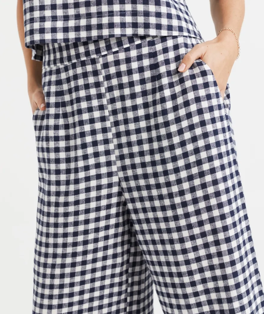 THE EUROPEAN LINEN BLEND GINGHAM CULOTTE
