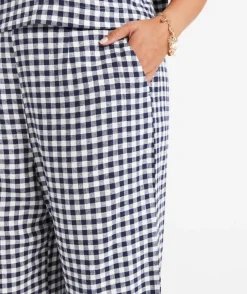 THE EUROPEAN LINEN BLEND GINGHAM CULOTTE