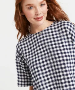 THE EUROPEAN LINEN BLEND GINGHAM TEE