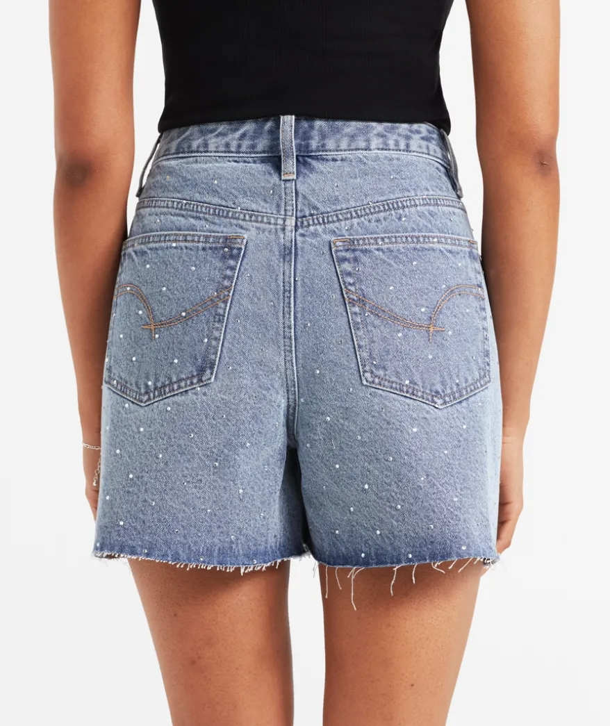 THE HIGH RELAXED EMBELLISHED DENIM SHORT