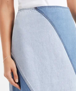 TIBBY SPLICED DENIM MAXI SKIRT