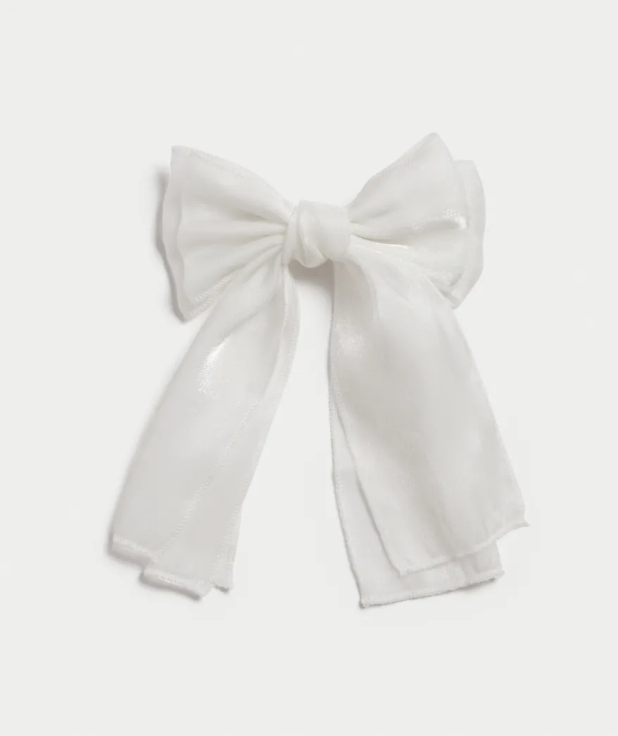 WHITE GLIMMER HAIR BOW